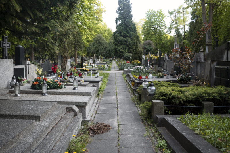 view cemetery with tombstones